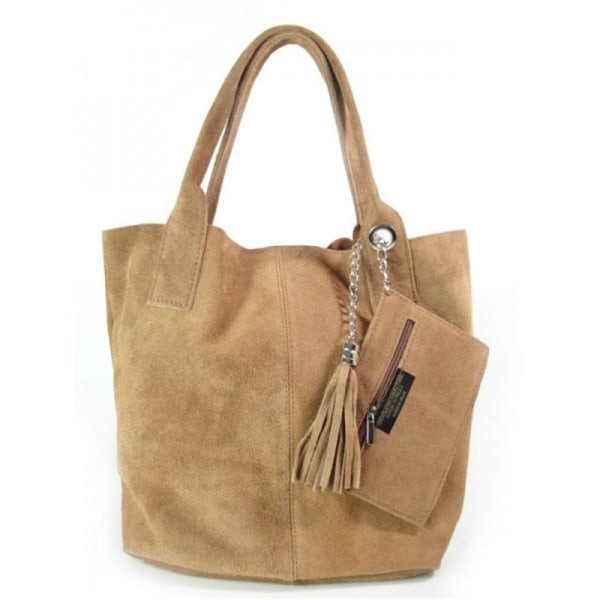 Håndtasker Vera Pelle Zamsz XL A4 Shopper Bag Camel Honning Produkt av avvikande storlek