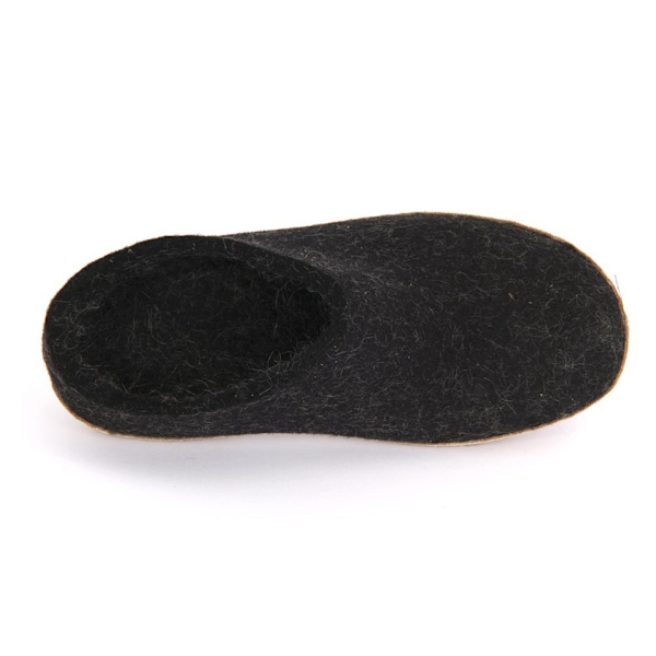 Hjemmesko Glerups DK Charcoal Lammwollfilz Sort 45