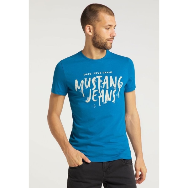 Shirts Mustang Aaron C Print Blå 164 - 169 cm/S