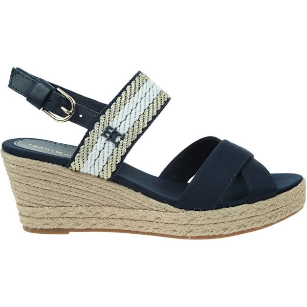 Sandaler Tommy Hilfiger Golden Webbing Mid Wedge Svarta 40