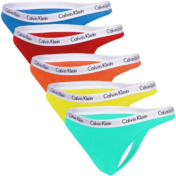 Majtki Calvin Klein 5 PACK THONGS Gula,Röda,Blå,Orange,Torkos XS