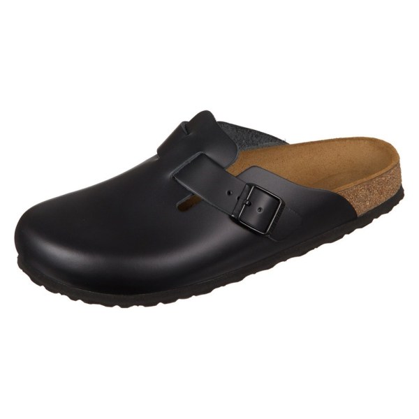 Træsko Birkenstock Boston Leder Sort 46