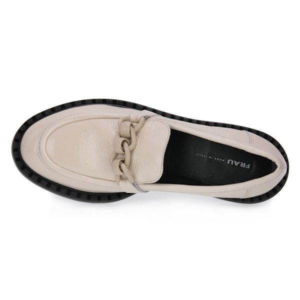 Mokkasiner Frau Naplack Conchiglia Creme 37
