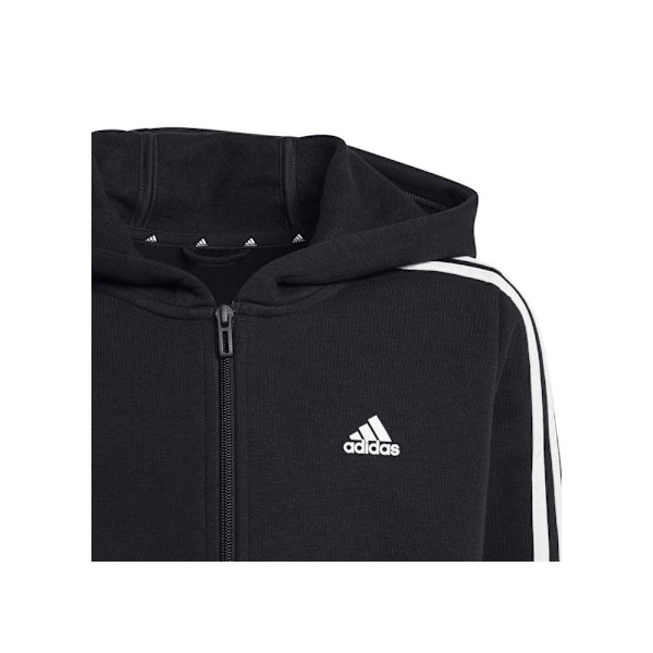 Puserot je Fleecet Adidas 3 Stripes FL Fullzip Hoody JR Mustat 135 - 140 cm/S