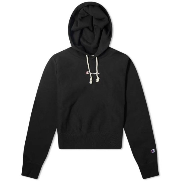 Champion Reverse Weave Cropped Small Script Logo Hooded Sweatshi Mustat 158 - 162 cm/XS