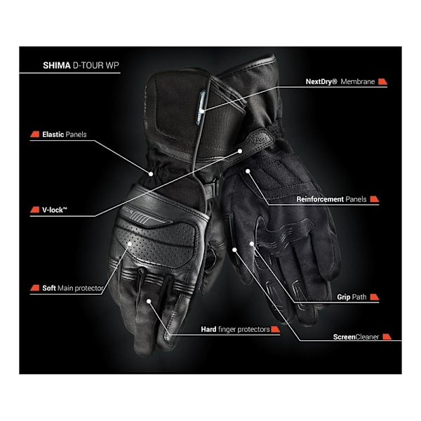 Handsker Shima Dtour WP Sort M/20,3-21,6 cm