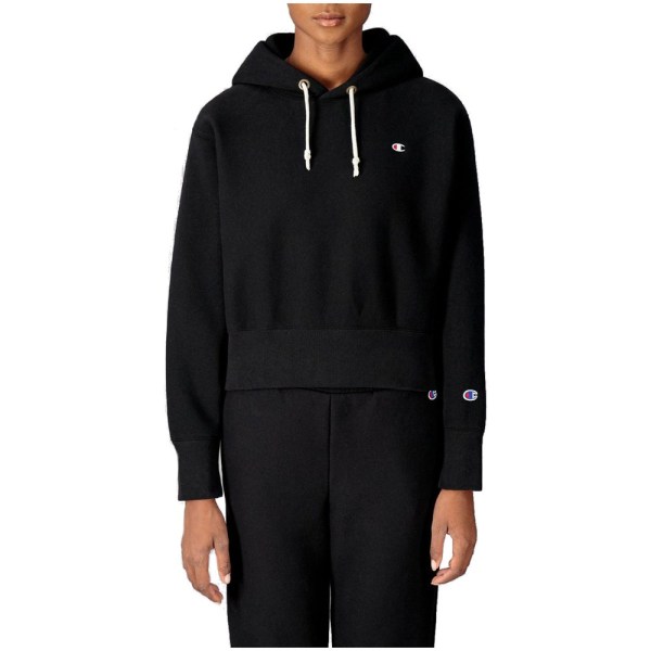 Sweatshirts Champion Wmns Reverse Weave Cropped Hoodie Sort 158 - 162 cm/XS