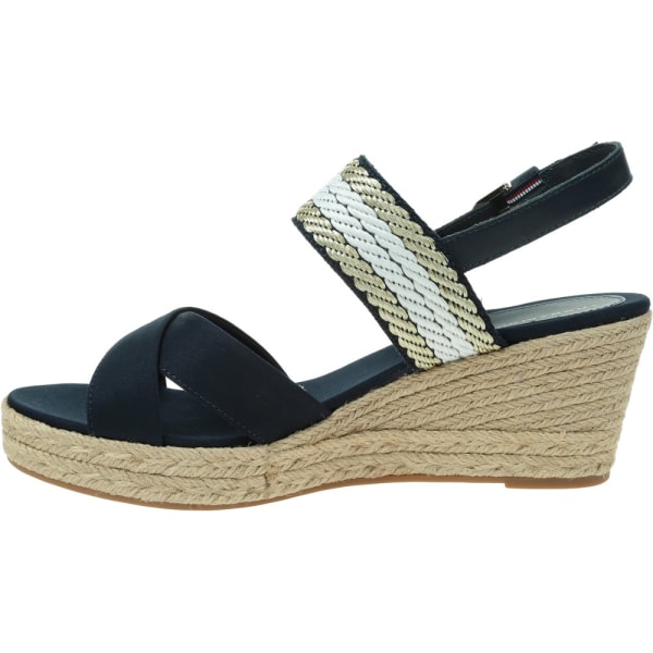 Sandaler Tommy Hilfiger Golden Webbing Mid Wedge Svarta 40