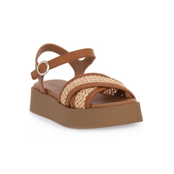 Sandaler Frau Rafia Macrame Ecru Brun 36