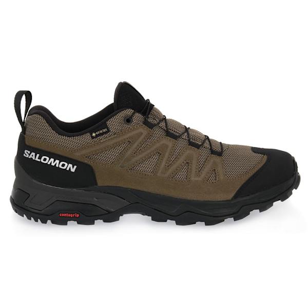 Lågskor Salomon X Ward Leather Mid Gtx Oliv 41 1/3
