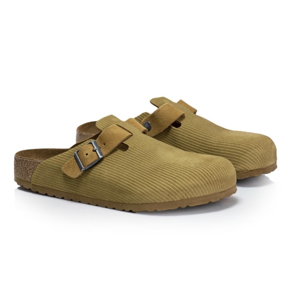 Tøffel Birkenstock Boston Corduroy Cork Oliven 43