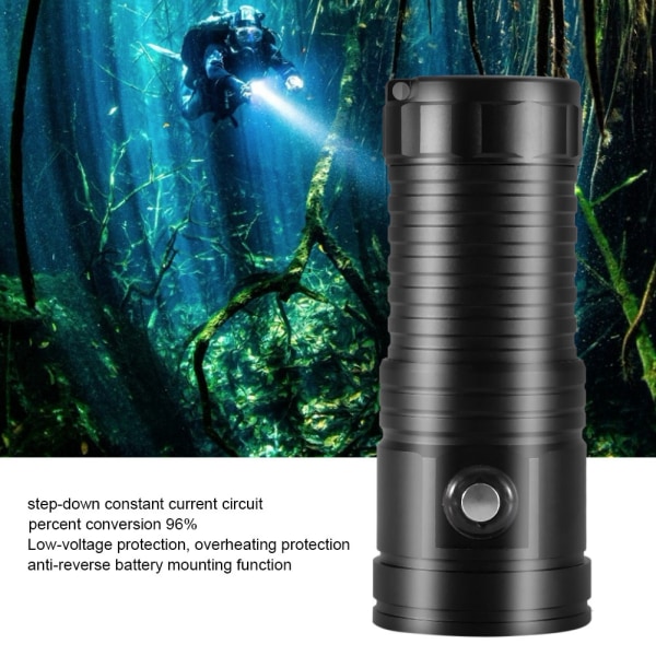 5000LM kvällsmat Ljus vattentät undervattens 80M dykficklampa LED elektrisk  ficklampa (svart) b057 | Fyndiq