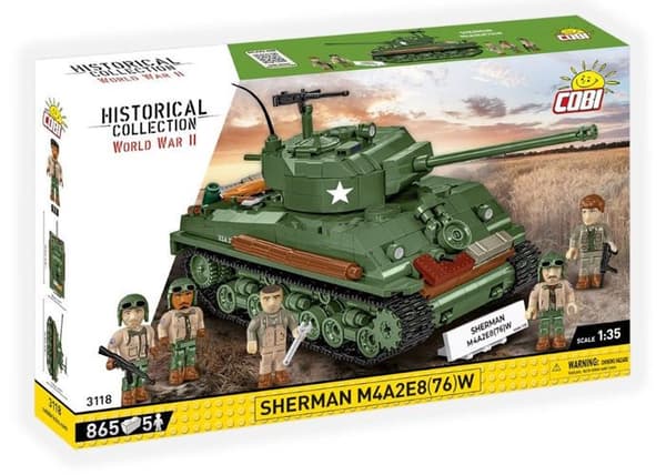 Rakennusleikki - COBI - Sherman M4A2E8(76)W - 865 osaa - 1:35 - Vihreä Grön