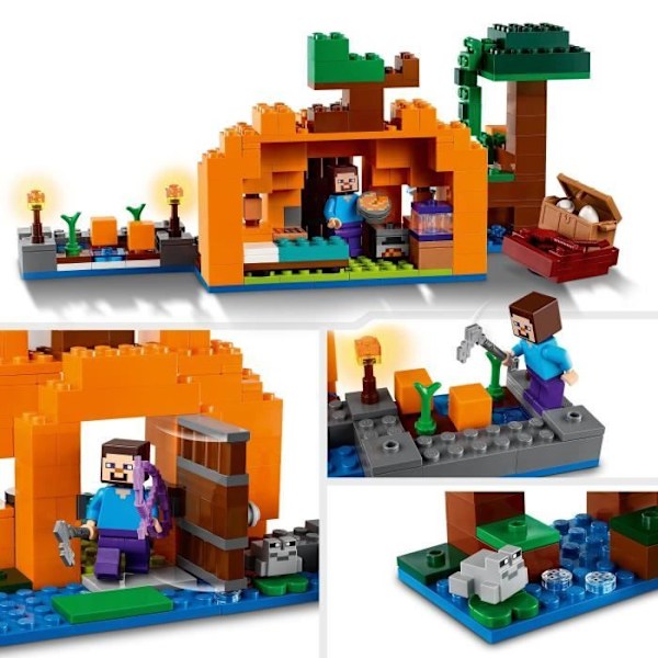 LEGO® Minecraft 21248 Græskarfarm, Huslegetøj med Steve og Witch Minifigurer Flerfärgad