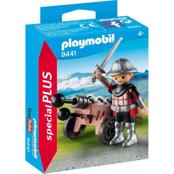 PLAYMOBIL - Riddare - Riddare med kanon - Blandat - Från 4 år - Med projektiler, hjälm och svärd