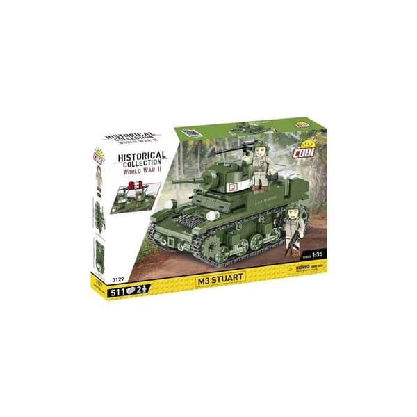 Byggetøj - COBI - M3 Stuart - 511 elementer - 2 figurer - Grøn Grön