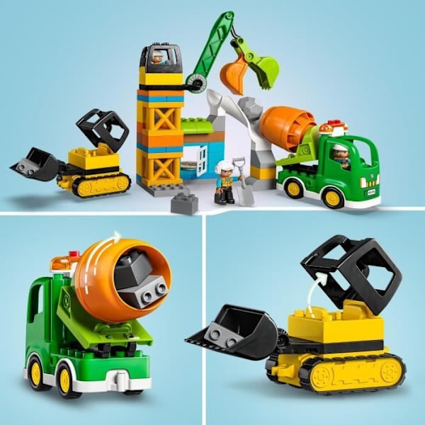 LEGO DUPLO My Town 10990 rakennustyömaa, lelunosturi, puskutraktori ja betonisekoitin Flerfärgad