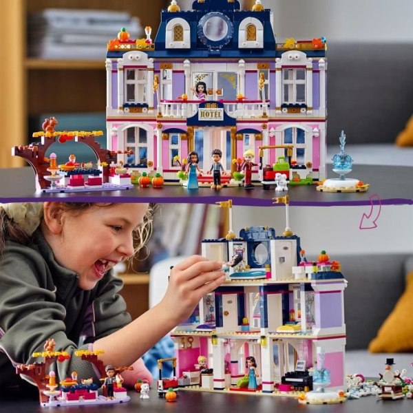 LEGO® Friends 41684 Heartlake City Grand Hotel, iso talo, eläinhahmo, mininukkeja, lelu 8-vuotiaille lapsille