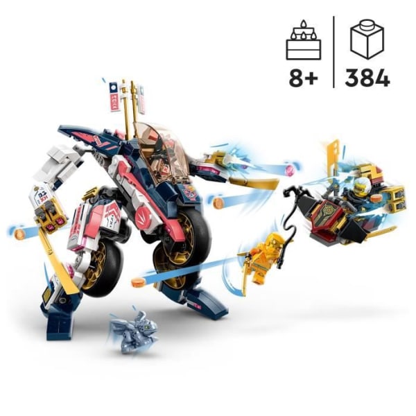 LEGO® NINJAGO 71792 Soras transformerande snabba robot, Ninja-leksak för barn 8 år
