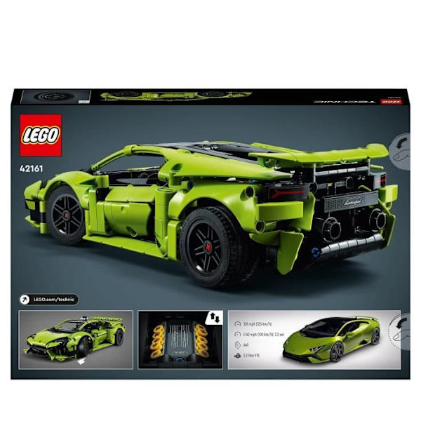 LEGO® Technic 42161 Lamborghini Huracán Tecnica, automallisarja lapsille moottoriurheilun ystäville Grönt och svart