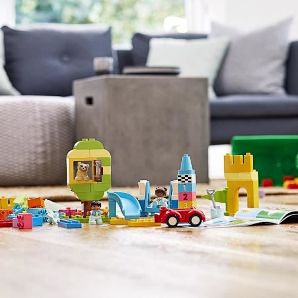 LEGO® 10914 DUPLO Deluxe klodskasse, byggesæt med opbevaring, pædagogisk legetøj til babyer på 1,5 år Beige