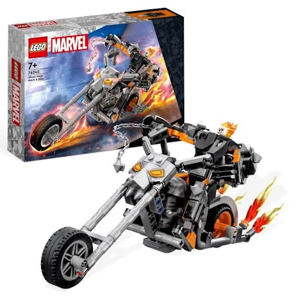 LEGO® Marvel 76245 Ghost Riderin robotti ja moottoripyörä, lelu supersankarihahmolla Vit