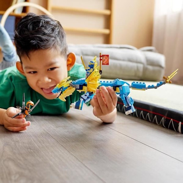 LEGO® 71760 NINJAGO Jay's Thunder Dragon Evolution, setti, jossa on käärmeminihahmo ja keräilytehtävälippu blått och gult
