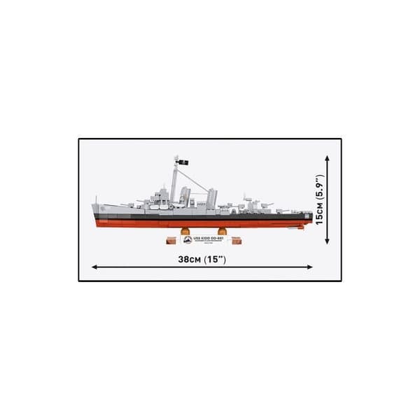 COBI 4866 - USS KIDD DD-661 - GRÅ OG RØD SKIB - BYGGESET