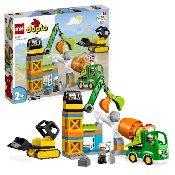 LEGO DUPLO My Town 10990 rakennustyömaa, lelunosturi, puskutraktori ja betonisekoitin Flerfärgad