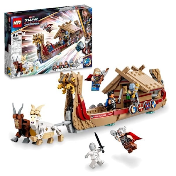 LEGO® 76208 Marvel Thorin pitkälaiva, veneenrakennuslelu Kostajien ja Stormbreaker-minihahmojen kanssa, 8-vuotiaat ja sitä vanhemmat Flerfärgad