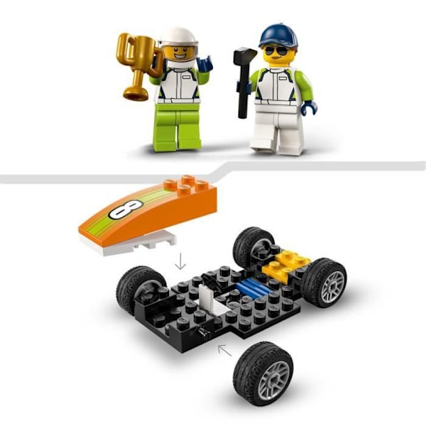 LEGO® 60322 City Great Vehicles -kilpa-auto, luovat Formula 1 -tyyliset lelut 4-vuotiaille ja sitä vanhemmille lapsille minihahmoilla Blå