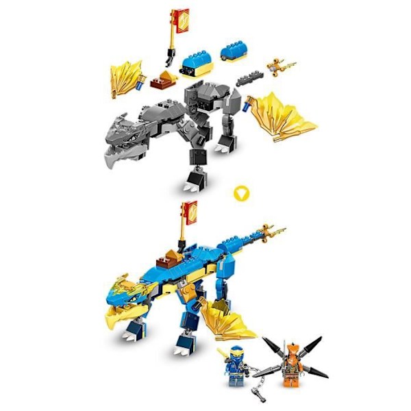 LEGO® 71760 NINJAGO Jay's Thunder Dragon Evolution, setti, jossa on käärmeminihahmo ja keräilytehtävälippu blått och gult