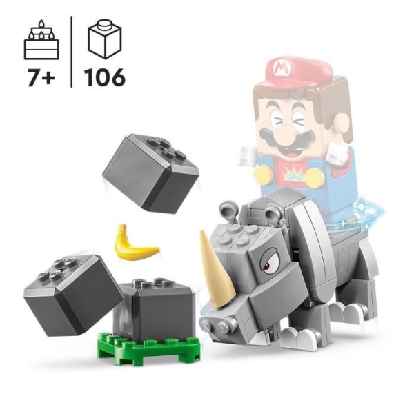 LEGO® Super Mario 71420 Rambi the Rhinoceros -laajennussetti, yhdistä lelu aloituspakkaukseen Flerfärgad