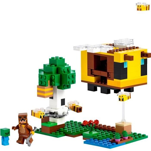 LEGO Minecraft 21241 Bihytten, legetøj, gård med hus, zombie og dyrefigurer Flerfärgad