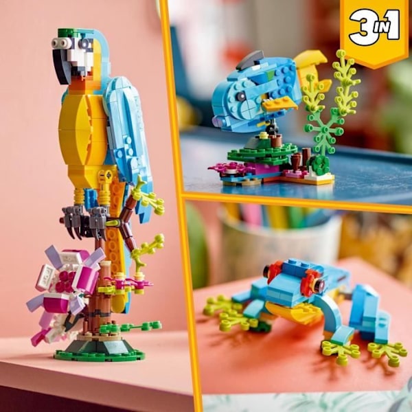 LEGO® Creator 3-i-1 31136 Den eksotiske papegøje, jungledyrs minifigurer med frø og fisk Vit