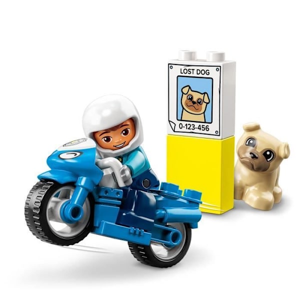 LEGO® 10967 DUPLO poliisimoottoripyörä, lelu 2-vuotiaille ja sitä vanhemmille lapsille, hienomotoristen taitojen kehittäminen Vit