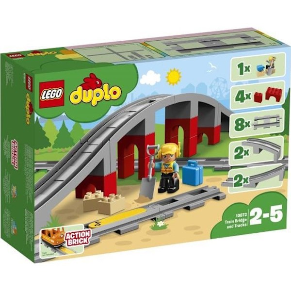 LEGO® 10872 DUPLO bytogskinner og bro, legetøj til børn i alderen 2-5 år, byggesæt med klodshorn