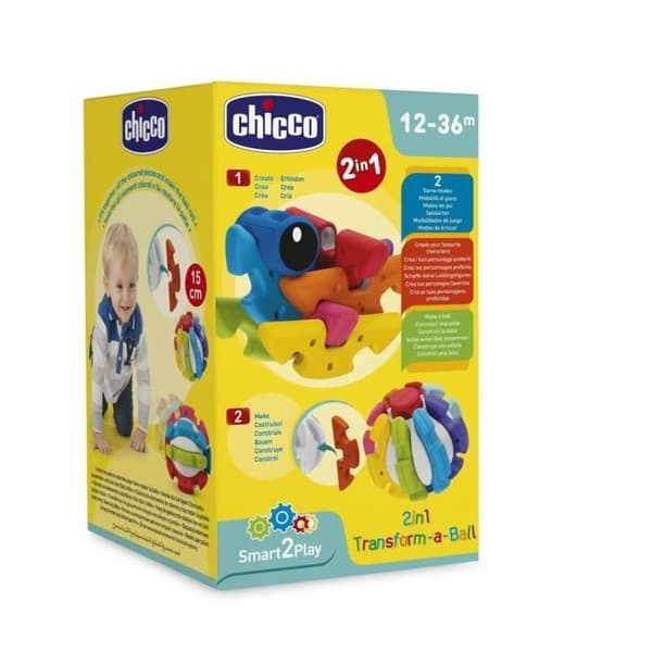 Forma att sortera och arrangera - CHICCO - 2 i 1 Building Ball - 10 sammansatta bitar - Blandat