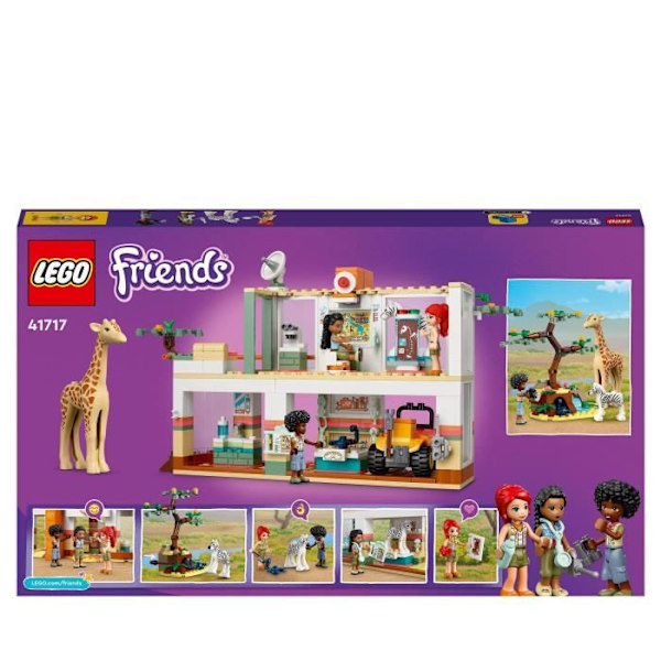 LEGO 41717 Friends Mia's Wildlife Rescue Center, veterinærlegetøj, med minifigurer af safaridyr, børn i alderen 7 Flerfärgad