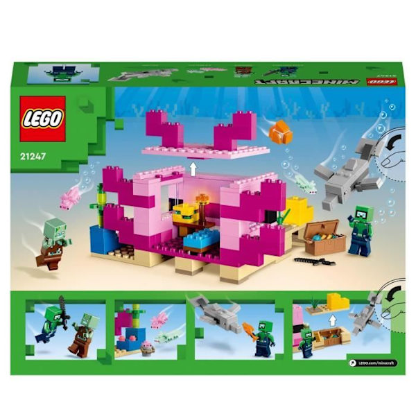 LEGO® Minecraft 21247 Axolotl House, børnelegetøj med zombier, delfiner og fisk Flerfärgad