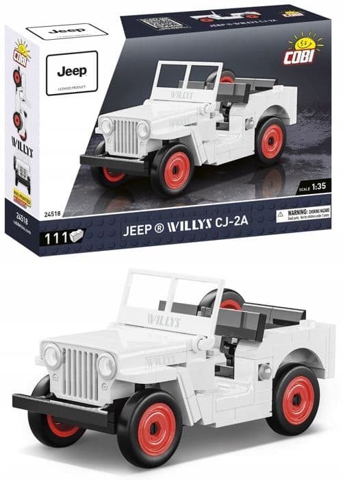 Reduceret model - COBI - JEEP WILLYS CJ-2A - Hvid version - 111 dele - Fra 6 år Vit
