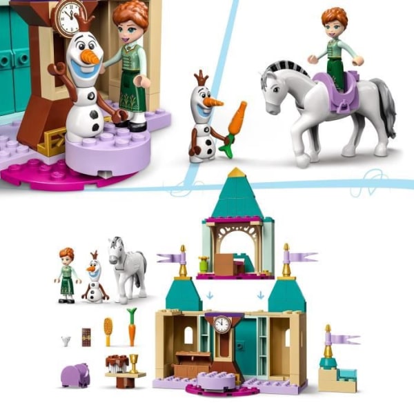 LEGO 43204 Disney Prinsessan Anna och Olafs slottsspel, frysta leksaker och hästminifigurer, barn från 4 år och uppåt
