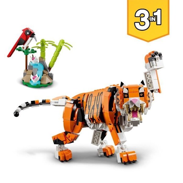 LEGO 31129 Skapare 3-i-1 Hennes Majestät Tigerdjurets leksak och figur, förvandlas till en panda och fisk, barn från 9 år och uppåt Flerfarvet