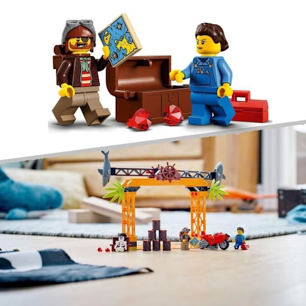 LEGO® 60342 City Stuntz Stunt Challenge: Shark Attack, Stunt Motorcykel Adventure Legetøj fra 5 år, gaveidé Flerfärgad