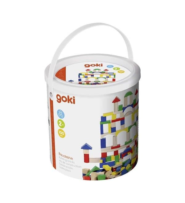 Goki Barrel träkonstruktionskuber 100 stycken Flerfärgad