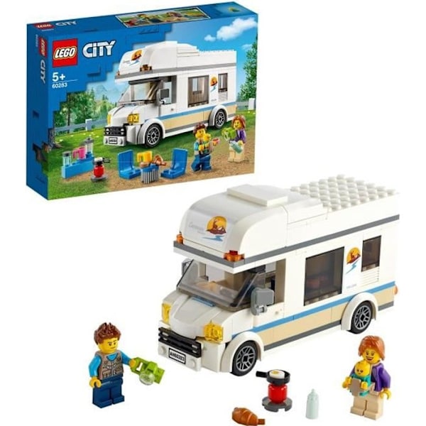 LEGO® City 60283 Loma-asuntoauto, lelu 5-vuotiaille lapsille, LEGO-metsä, ajoneuvo, telttailu, matkapeli Orange