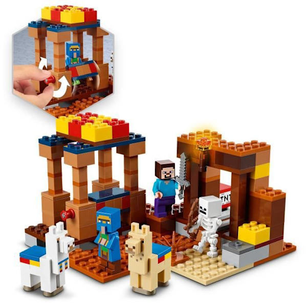 LEGO® Minecraft 21167 Kauppaposti, lelu Steven kanssa, luuranko ja laamaminihahmot