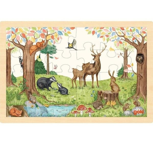 Puu-palapeli - GOKI - Metsässä - 24 kappaletta - 30 x 20 cm - Lapsille