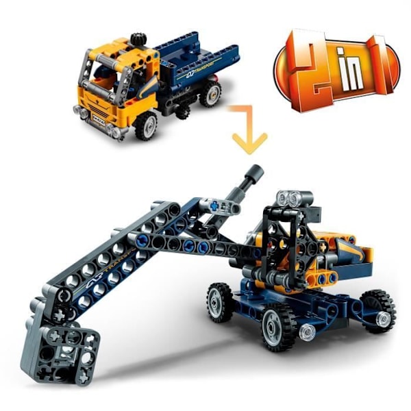 LEGO® Technic 42147 kippiauto, 2-in-1, lelukaivinkone, rakennuskone Flerfärgad