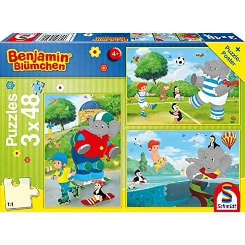 Palapeli lapsille - SCHMIDT SPIELE - Benjamin Blümchen - 3 x 48 palasta - Alkaen 4 vuotta - Teema Animaatiot